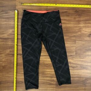 RBX Black Patterned Leggings with Pink Accent